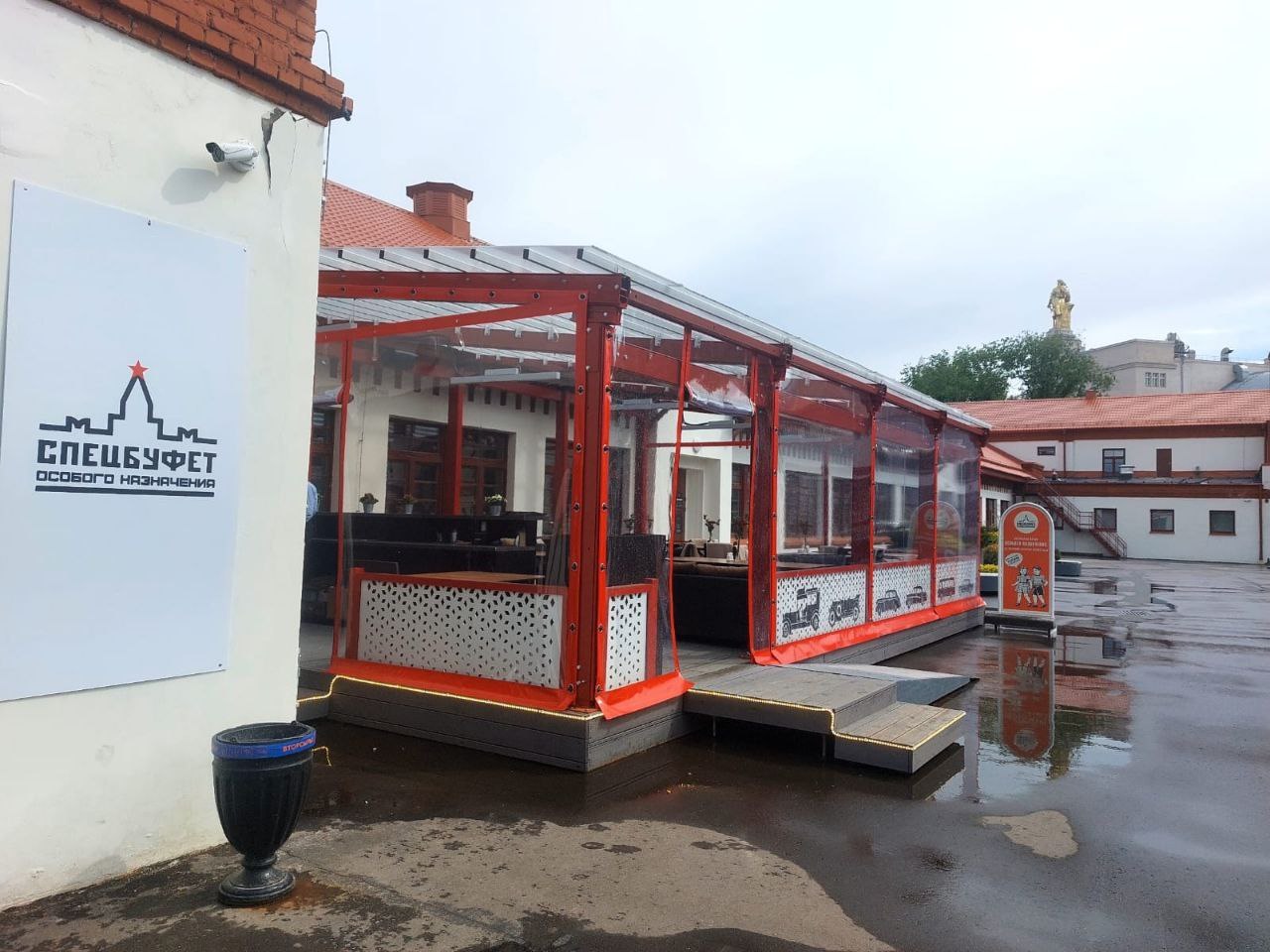 ПВХ шторы для летней террасы кафе в посёлке Ново-Писцово